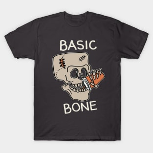 Basic Bone Simple Pleasure, Skull Skeleton Drinking Coffee, Caffeine Addicts T-Shirt